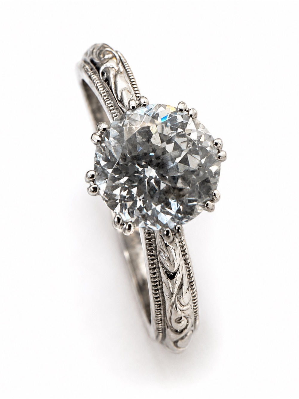 Tacori IV Diamonique 2 Carat Bloom Cut Solitaire Ring Platinum Clad Sterling 10 - Picture 4 of 10